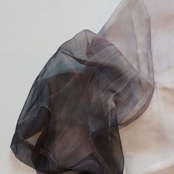 Sheer Lavender Gray Mandarin collar A-line dress with Butterfly print, size M - Picture 4 of 7